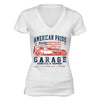 XtraFly Apparel Women's American Flag Distressed 4th of July V-neck Short Sleeve T-shirt