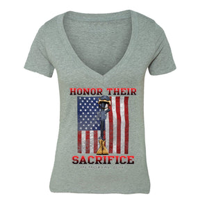 XtraFly Apparel Women's Honor Sacrifice Military Pow Mia V-neck Short Sleeve T-shirt