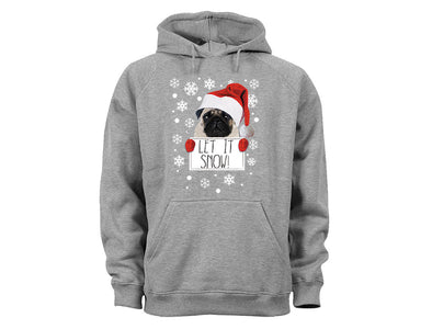 XtraFly Apparel Let It Snow Pug Ugly Christmas Hooded-Sweatshirt Pullover Hoodie