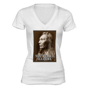 XtraFly Apparel Women's You're All Illegal Native 2nd Amendment V-neck Short Sleeve T-shirt