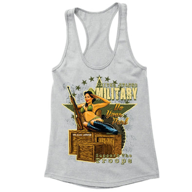 XtraFly Apparel Women's Military Support the Troops 2nd Amendment Racer-back Tank-Top