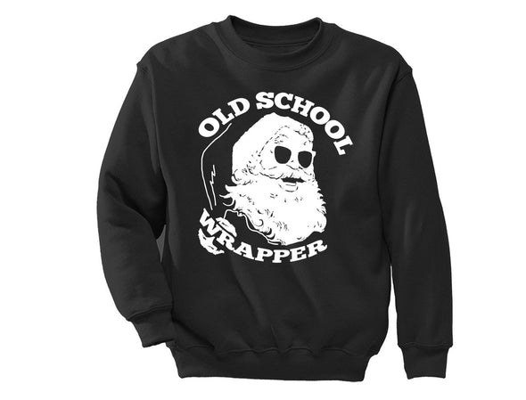 XtraFly Apparel Old School Wrapper Santa Ugly Christmas Pullover Crewneck-Sweatshirt