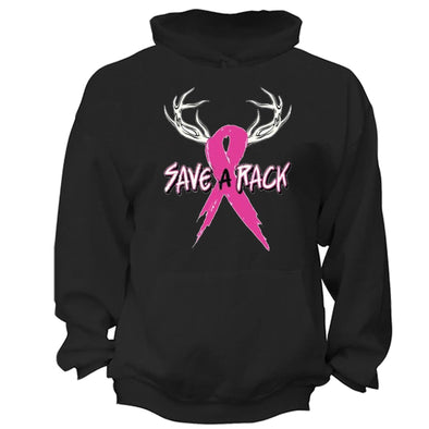 XtraFly Apparel Save a Rack Pink Breast Cancer Ribbon Hooded-Sweatshirt Pullover Hoodie