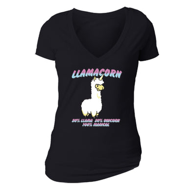 XtraFly Apparel Women's Unicorn Llamacorn Llama Novelty Gag V-neck Short Sleeve T-shirt