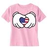 XtraFly Apparel Girls Hands Heart Flag American Pride Crewneck Short Sleeve T-shirt