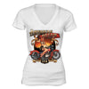 XtraFly Apparel Women's American Dream Milwauke Biker Motorcycle V-neck Short Sleeve T-shirt