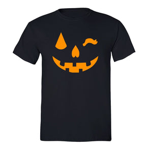 XtraFly Apparel Men's Wink Jack O'Lantern Halloween Pumpkin Crewneck Short Sleeve T-shirt