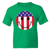 XtraFly Apparel Boys Smiley Emoji Flag American Pride Crewneck Short Sleeve T-shirt