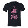XtraFly Apparel Men's Never Give Up Pink Breast Cancer Ribbon Crewneck Short Sleeve T-shirt
