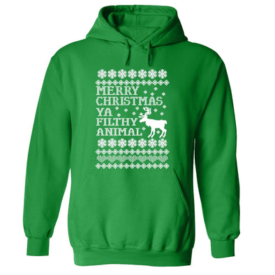 XtraFly Apparel Ya Filthy Animal Ugly Christmas Hooded-Sweatshirt Pullover Hoodie