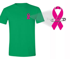 XtraFly Apparel Men's Pocket Pink Ribbon Breast Cancer Ribbon Crewneck Short Sleeve T-shirt