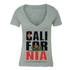 XtraFly Apparel Women's Stacked Cali Bear California Pride V-neck Short Sleeve T-shirt