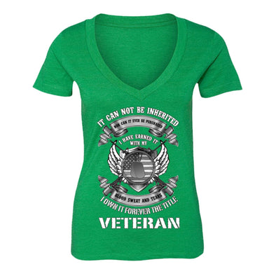 XtraFly Apparel Women's Veteran Blood Sweat Tears Military Pow Mia V-neck Short Sleeve T-shirt