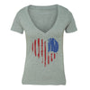 XtraFly Apparel Women's American Flag Distressed 4th of July V-neck Short Sleeve T-shirt