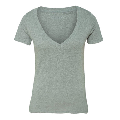 XtraFly Apparel Women's Active Plain Basic V-neck Short Sleeve T-shirt Gray