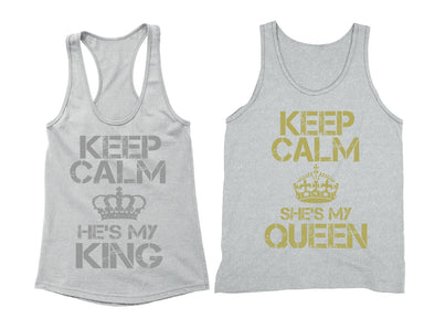 XtraFly Apparel Queen Reina King Rey Valentine's Matching Couples Racer-back Tank-Top