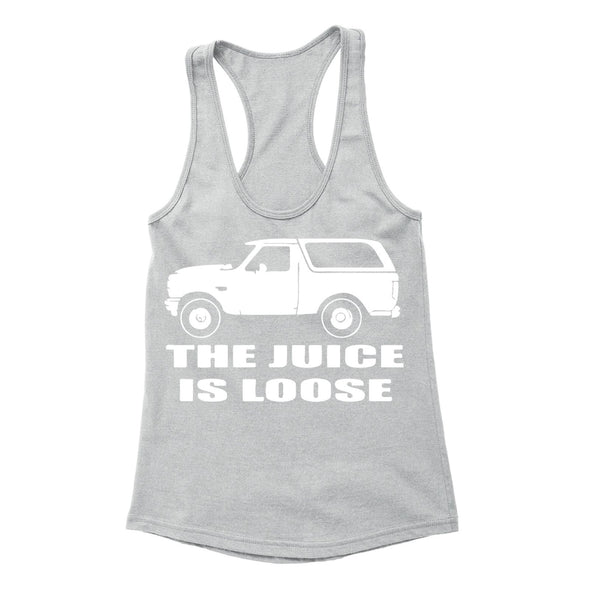 XtraFly Apparel Women's Juice is Loose Bronco OJ Simpson Novelty Gag Racer-back Tank-Top