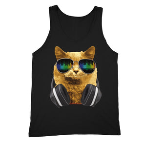 XtraFly Apparel Men's Cat DJ Headphones Animal Lover Tank-Top