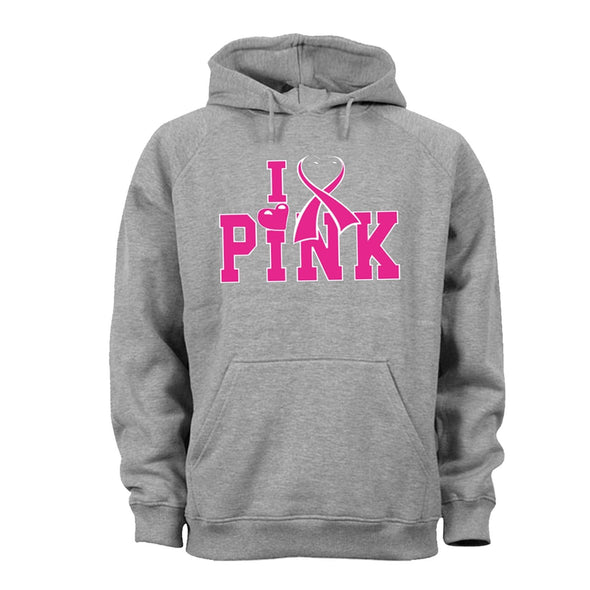 XtraFly Apparel I Love Pink Breast Cancer Ribbon Hooded-Sweatshirt Pullover Hoodie