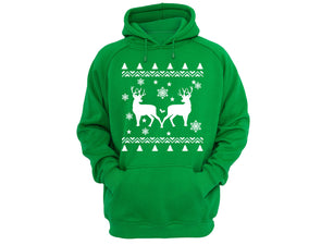 XtraFly Apparel Reindeer Snowflake Ugly Christmas Hooded-Sweatshirt Pullover Hoodie