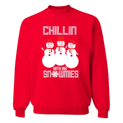 XtraFly Apparel Chillin with My Snowmies Ugly Christmas Pullover Crewneck-Sweatshirt