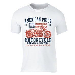 XtraFly Apparel Men's Repair Motorcycle Flag American Pride Crewneck Short Sleeve T-shirt