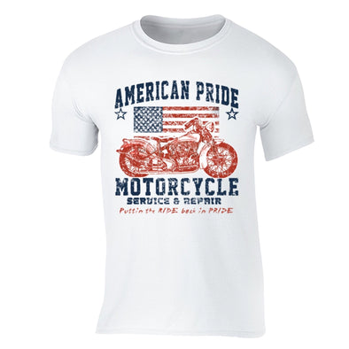 XtraFly Apparel Men's Repair Motorcycle Flag American Pride Crewneck Short Sleeve T-shirt