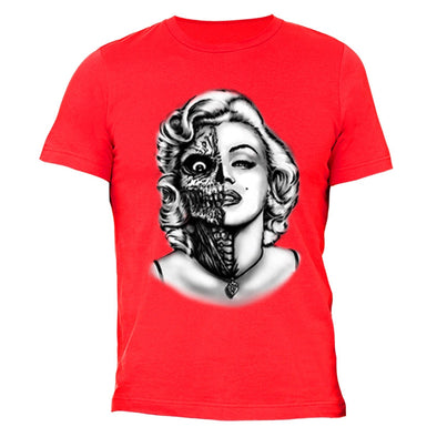 XtraFly Apparel Men's Zombie Skull Marilyn Monroe Crewneck Short Sleeve T-shirt