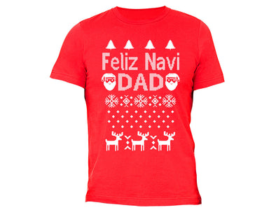 XtraFly Apparel Men's Feliz Navi Dad Navidad Ugly Christmas Crewneck Short Sleeve T-shirt