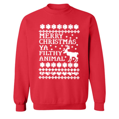 XtraFly Apparel Ya Filthy Animal Ugly Christmas Pullover Crewneck-Sweatshirt