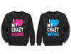 XtraFly Apparel Love Crazy Husband Wife Valentine's Matching Couples Pullover Crewneck-Sweatshirt