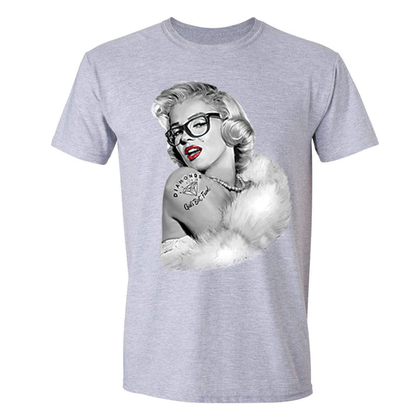 XtraFly Apparel Men's Nerdy Glasses Marilyn Monroe Crewneck Short Sleeve T-shirt