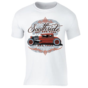 XtraFly Apparel Men's South Side Hot Rod Car Truck Garage Crewneck Short Sleeve T-shirt