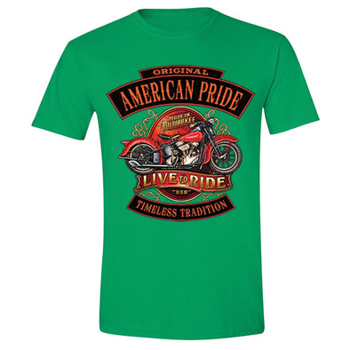 XtraFly Apparel Men's Live To Ride Pride Milwaukee Biker Motorcycle Crewneck Short Sleeve T-shirt
