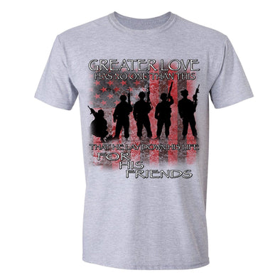 XtraFly Apparel Men's Greater Love USA Military Pow Mia Crewneck Short Sleeve T-shirt