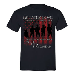 XtraFly Apparel Men's Greater Love USA Military Pow Mia Crewneck Short Sleeve T-shirt