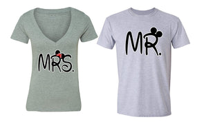 XtraFly Apparel Mr Mrs Ears Valentine's Matching Couples Short Sleeve T-shirt