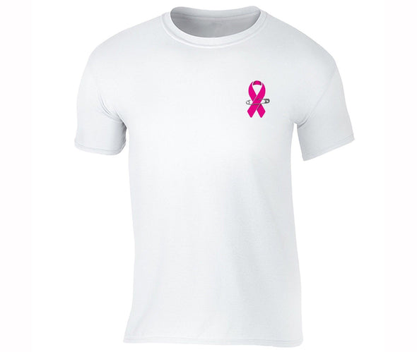 XtraFly Apparel Men's Pocket Pink Ribbon Breast Cancer Ribbon Crewneck Short Sleeve T-shirt