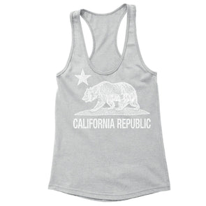 XtraFly Apparel Women's Bear Distressed CA California Pride Racer-back Tank-Top