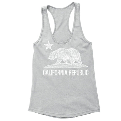 XtraFly Apparel Women's Bear Distressed CA California Pride Racer-back Tank-Top