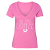 XtraFly Apparel Women's But First Coffee Novelty Gag V-neck Short Sleeve T-shirt