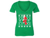 XtraFly Apparel Women's Kneeling Santa Ugly Christmas V-neck Short Sleeve T-shirt