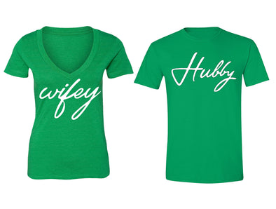 XtraFly Apparel Wifey Hubby Valentine's Matching Couples Short Sleeve T-shirt