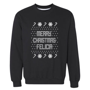 XtraFly Apparel Merry Xmas Felicia Ugly Christmas Pullover Crewneck-Sweatshirt