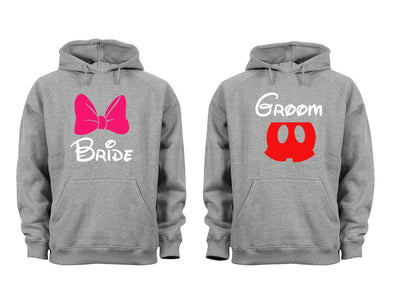 XtraFly Apparel Groom Bride Wedding Valentine's Matching Couples Hooded-Sweatshirt Pullover Hoodie