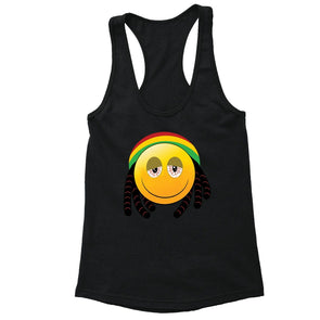 XtraFly Apparel Women's Rasta Emoji Reggae High Novelty Gag Racer-back Tank-Top