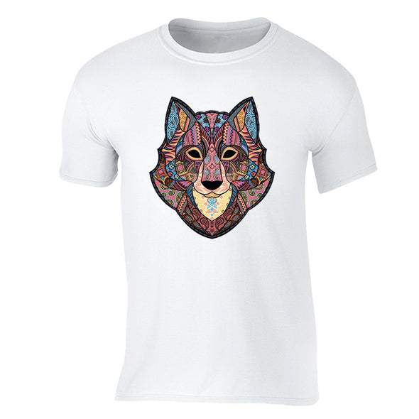 XtraFly Apparel Men's Wolf Pink Tribal Animal Crewneck Short Sleeve T-shirt