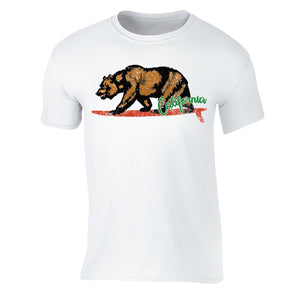 XtraFly Apparel Men's Surfing Bear California Pride Crewneck Short Sleeve T-shirt