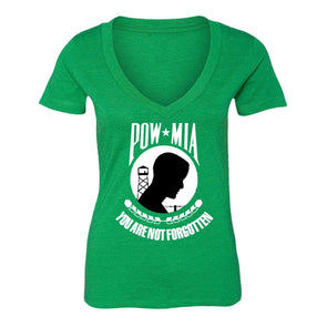 XtraFly Apparel Women's Not Forgotten Military Pow Mia V-neck Short Sleeve T-shirt