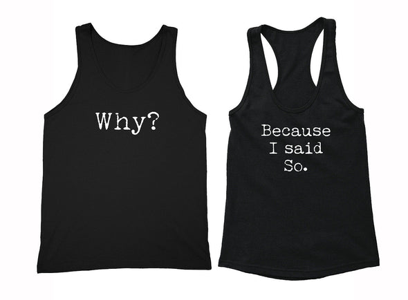 XtraFly Apparel Why cus I Said So Valentine's Matching Couples Racer-back Tank-Top